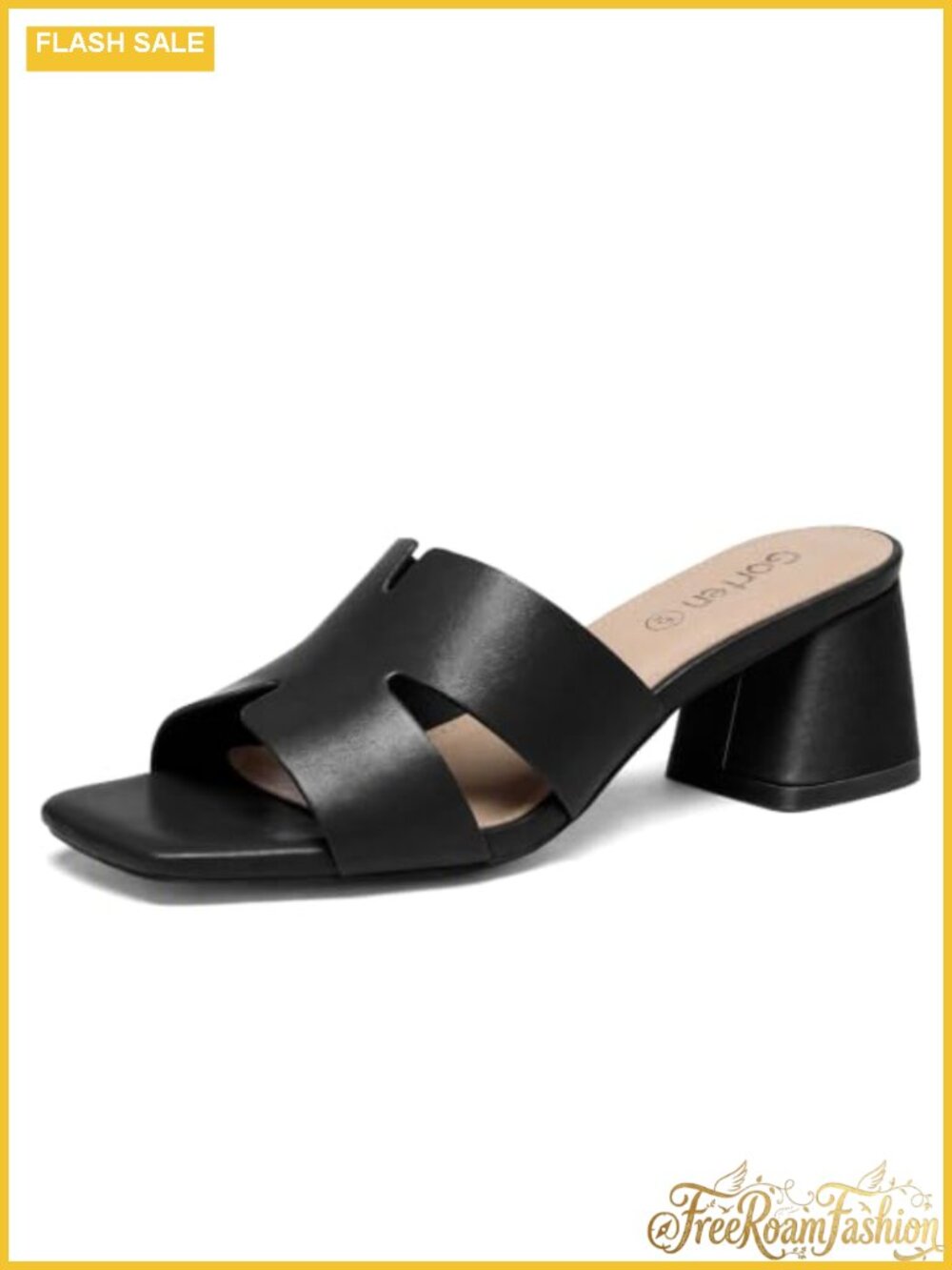 Square Open Toe Low Block Chunky Heel Slip On Sandals Comfortable Casual Daily